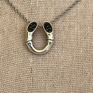 JOHN HARDY BAMBOO HORSESHOE PENDANT BLACK SAPPHIRE